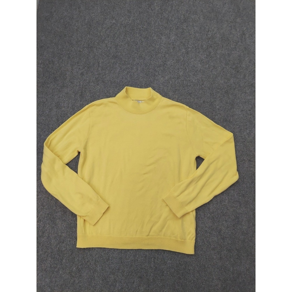 Vtg Pendleton Sweater Womens Medium Yellow Mock Neck Cotton Long Sleeve USA Made